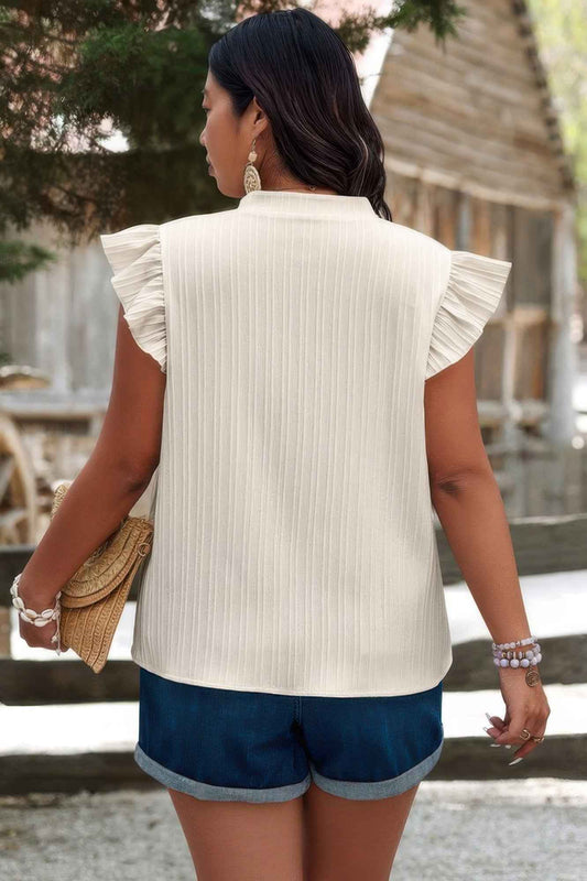 Plus Pleated Print V Neck Ruffle Fit Shirt – New Arrival Now Live