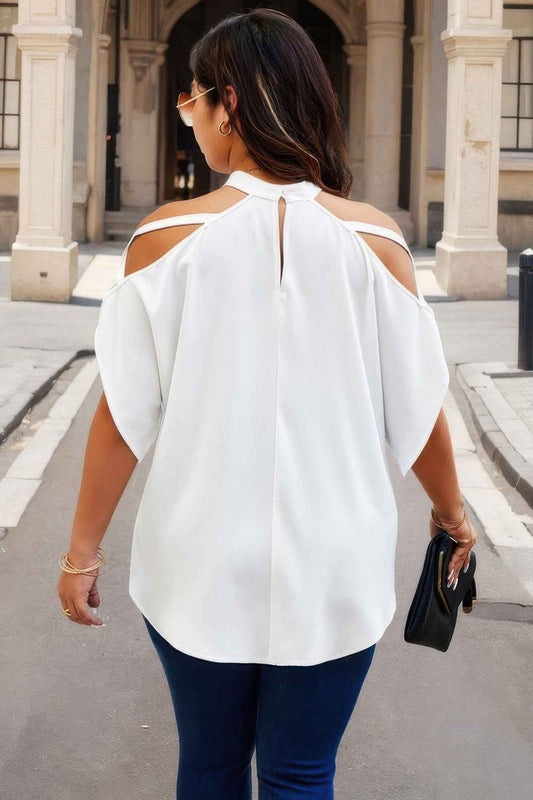 Plus Halter Open Shoulder Bat Sleeves Loose Top – New Arrival Now Live