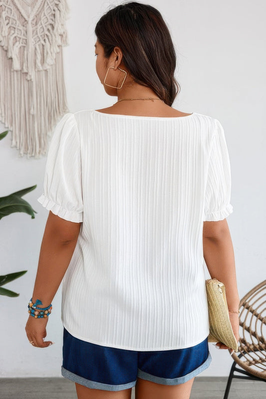 Plus Square Neck Floral Print Pleasted Puff Blouse – New Arrival Now Live