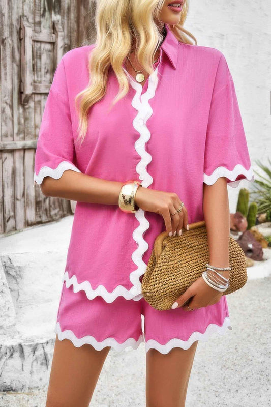 New Arrival – Wave Interlaced Linen Loose Fit Shorts Sets – New Arrival Now Live