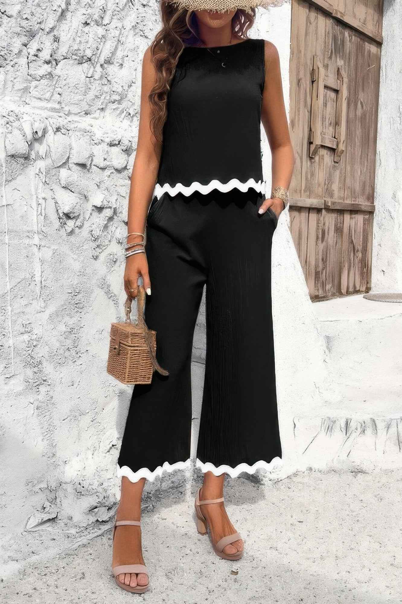 New Arrival – Two Pieces Printed Sleeveless Pockets Sets – New Arrival Now Live