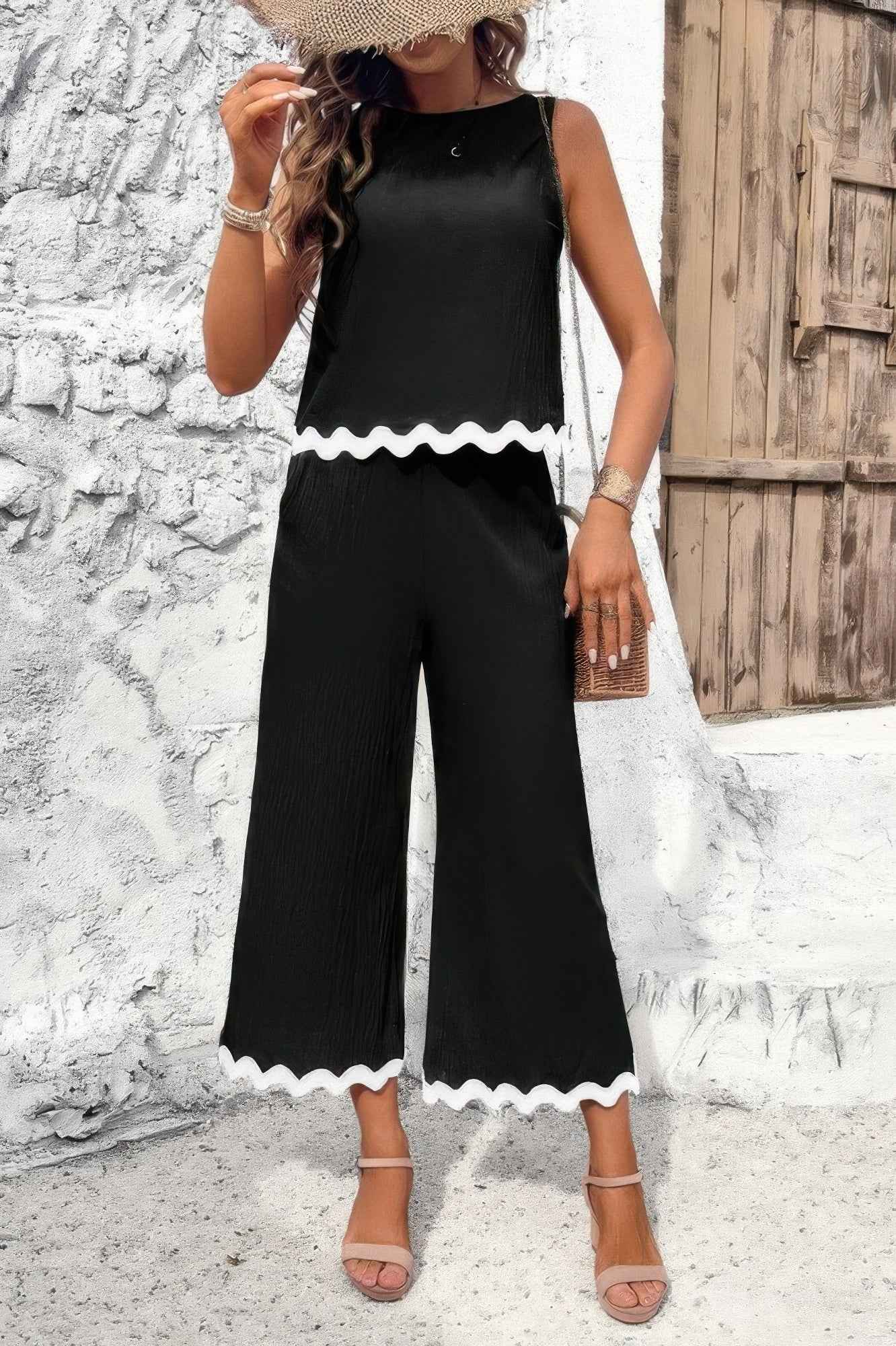 Two Pieces Printed Sleeveless Pockets Sets – New Arrival Now Live