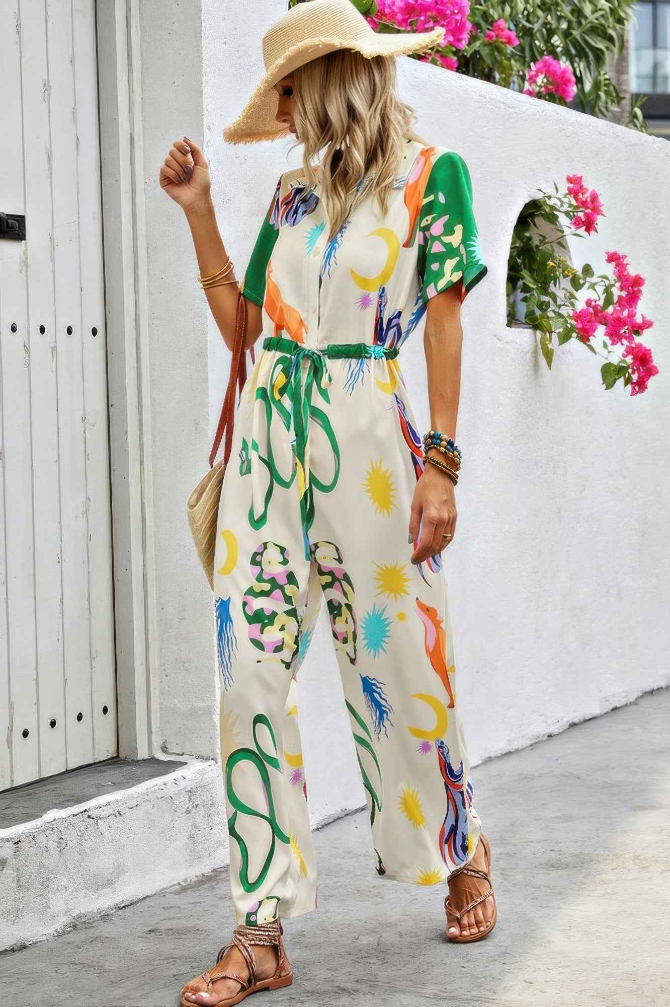 New Arrival – Allover Print Button Up Belt Jumpsuit – New Arrival Now Live
