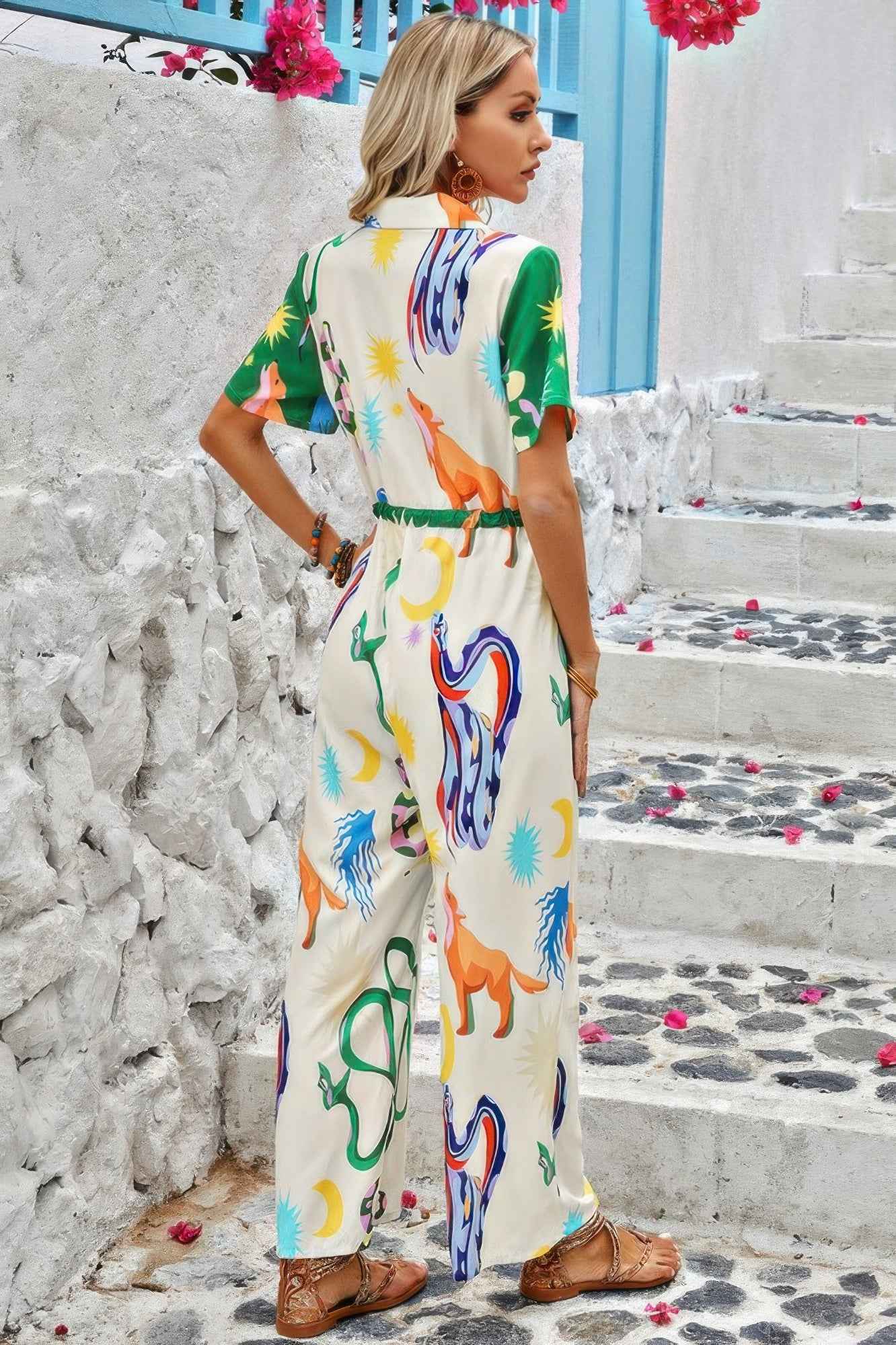 Allover Print Button Up Belt Jumpsuit – New Arrival Now Live