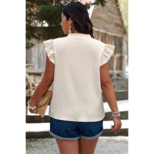 Plus Size Pleated Print V Neck Ruffle Fit Shirt – New Arrival Now Live