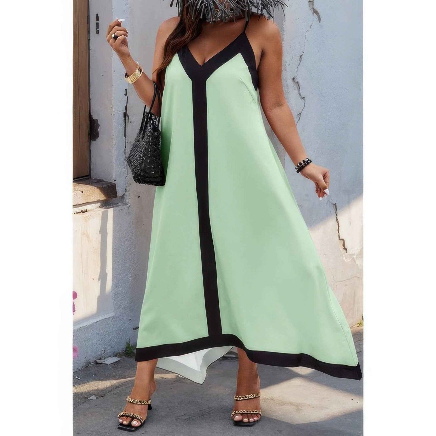 New Arrival – Plus Colorblock Spaghetti Strap A Line Dress – New Arrival Now Live