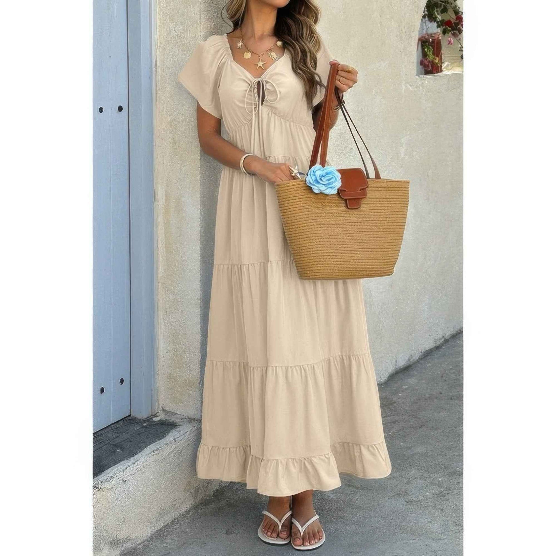 New Arrival – Cross Knot Color Block Pockets A Line Dress – New Arrival Now Live