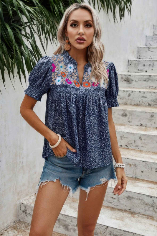 New Arrival – Floral Puff Sleeve Loose Fit Ruffle Blouse – New Arrival Now Live