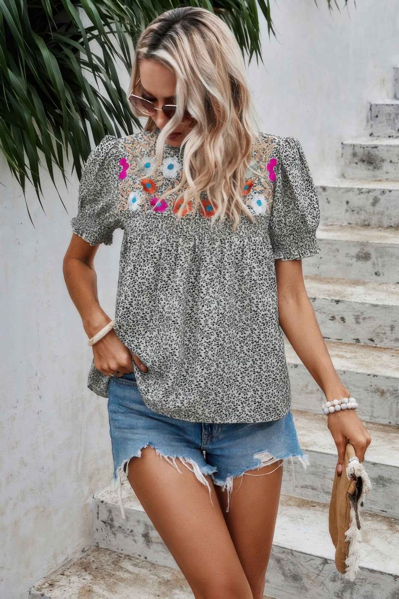 Floral Puff Sleeve Loose Fit Ruffle Blouse – New Arrival Now Live