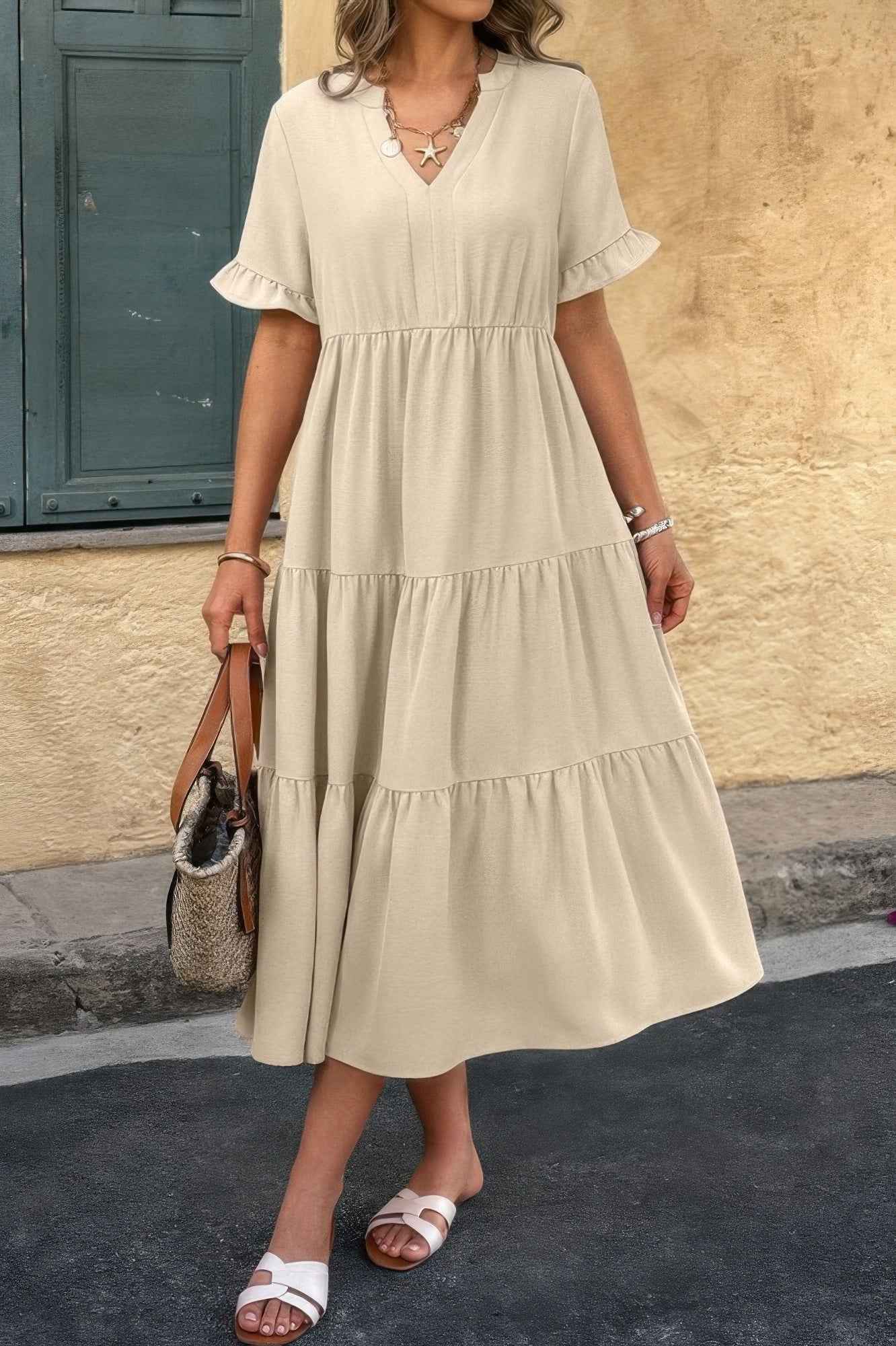 Solid A Line Ruffle Hem Color Block Dress – New Arrival Now Live