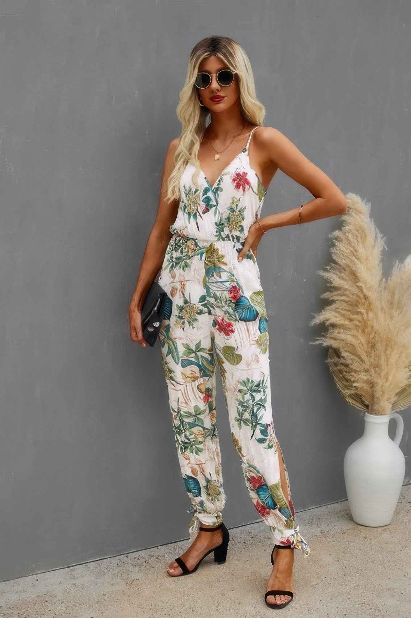New Arrival – Sleeveless Floral Print Knot Side Cami Jumpsuit – New Arrival Now Live