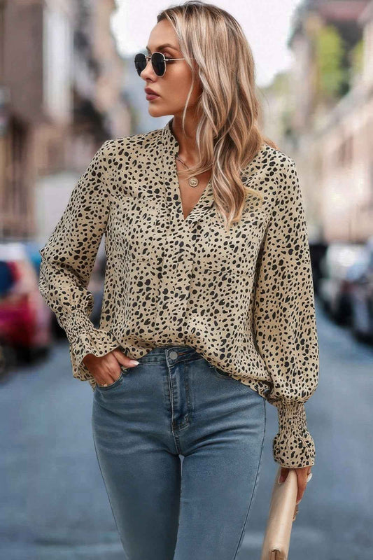 New Arrival – Allover Print V Neck Long Sleeve Loose Blouse – New Arrival Now Live