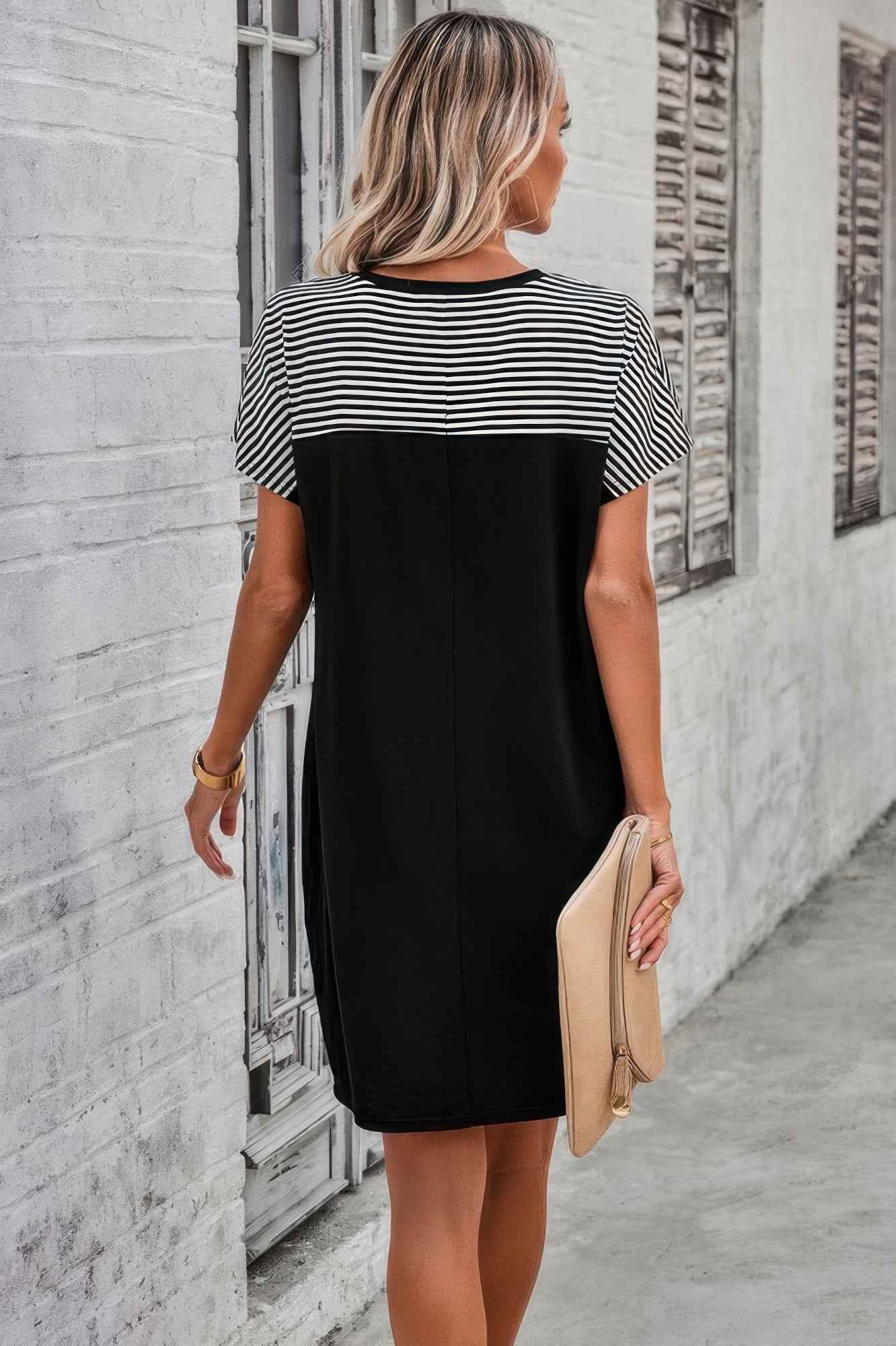 Round Neck Stripes Loose Fit Shirt A Line Dress – New Arrival Now Live