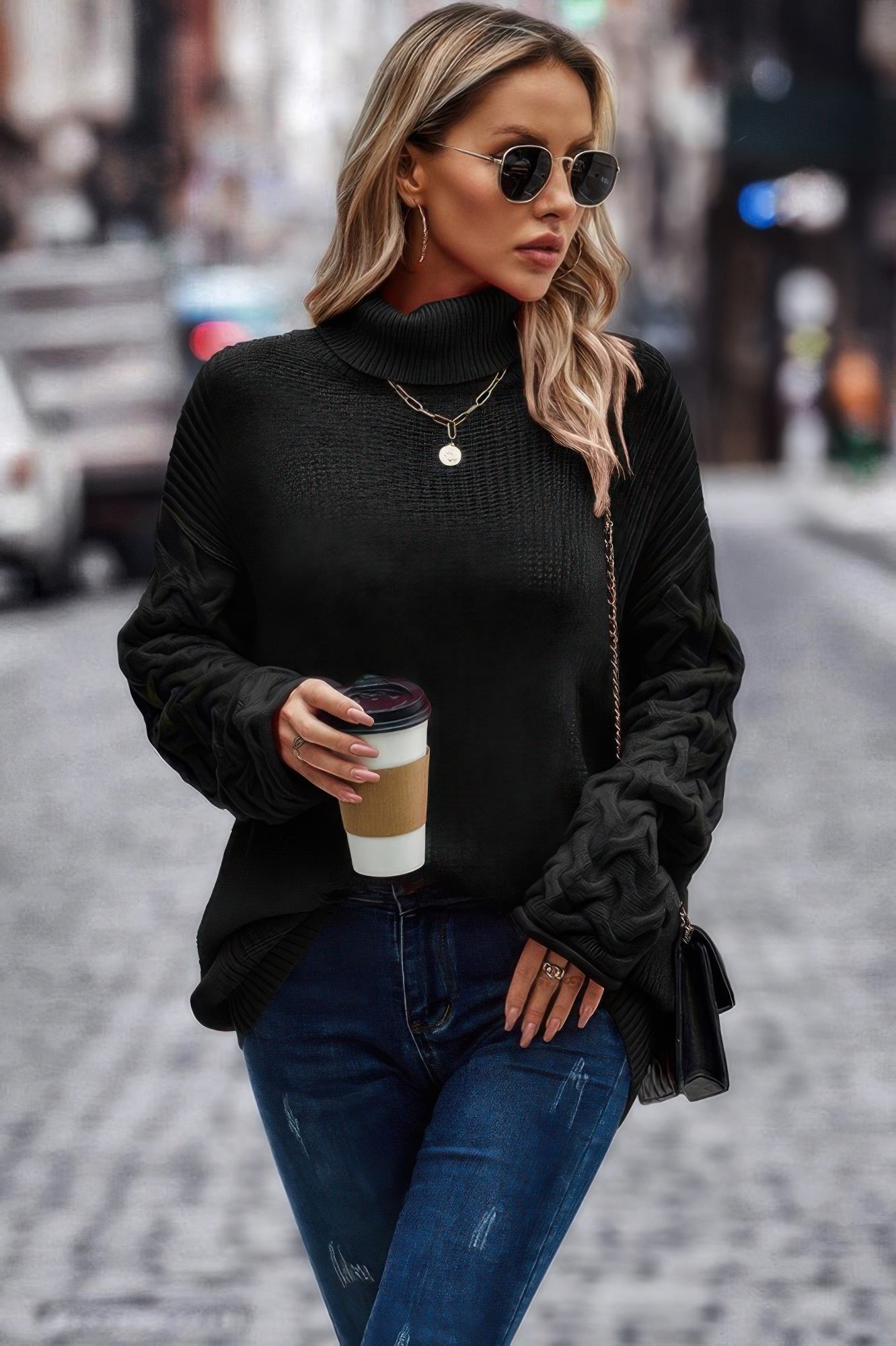 New Arrival – Solid Knit Long Sleeve Turtleneck Loose Sweater – New Arrival Now Live