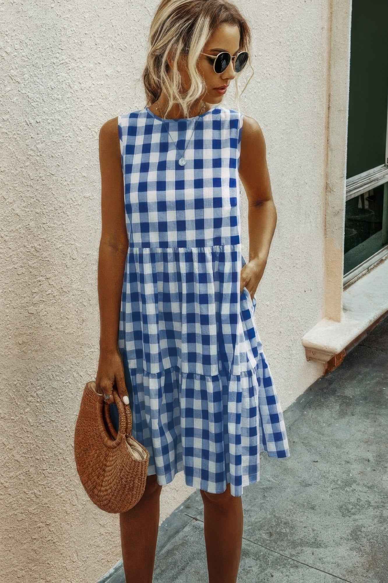 Plus Size Plaid Sleeveless Robe Vests A Line Dress – Stylish & Comfortable – New Arrival Now Live