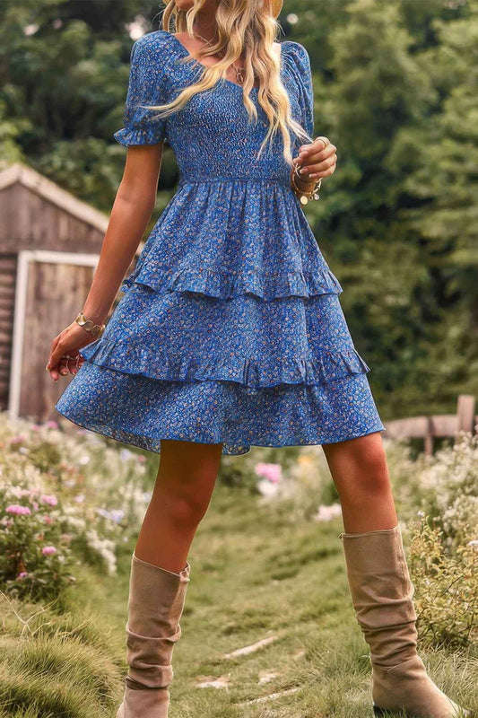 New Arrival – Floral Print Off Shoulder Flounce Sleeve Ruffle Hem Dress – New Arrival Now Live