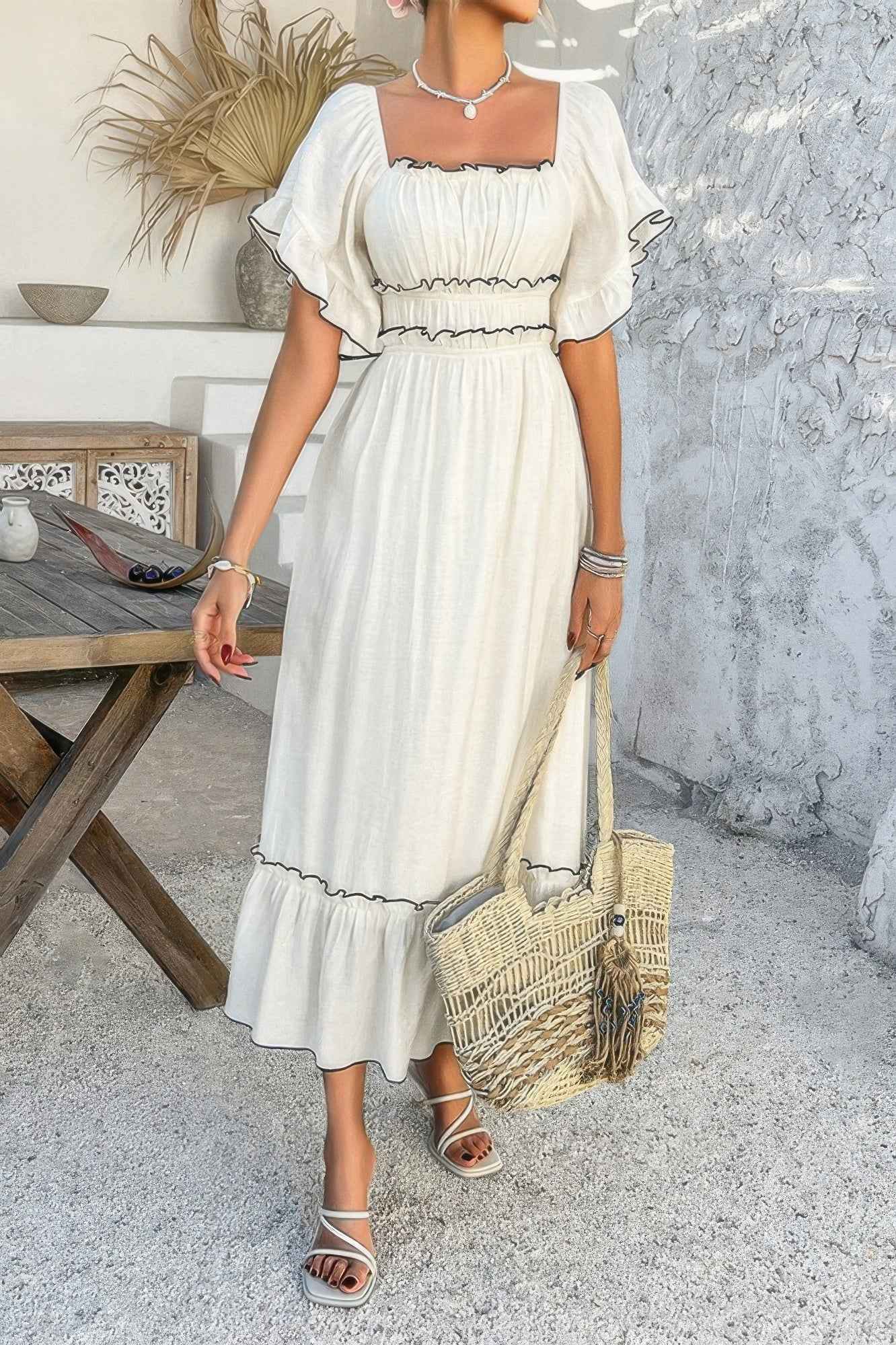 New Arrival – Off Shoulder Bodycon Backless Ruffle Trim Dress – New Arrival Now Live