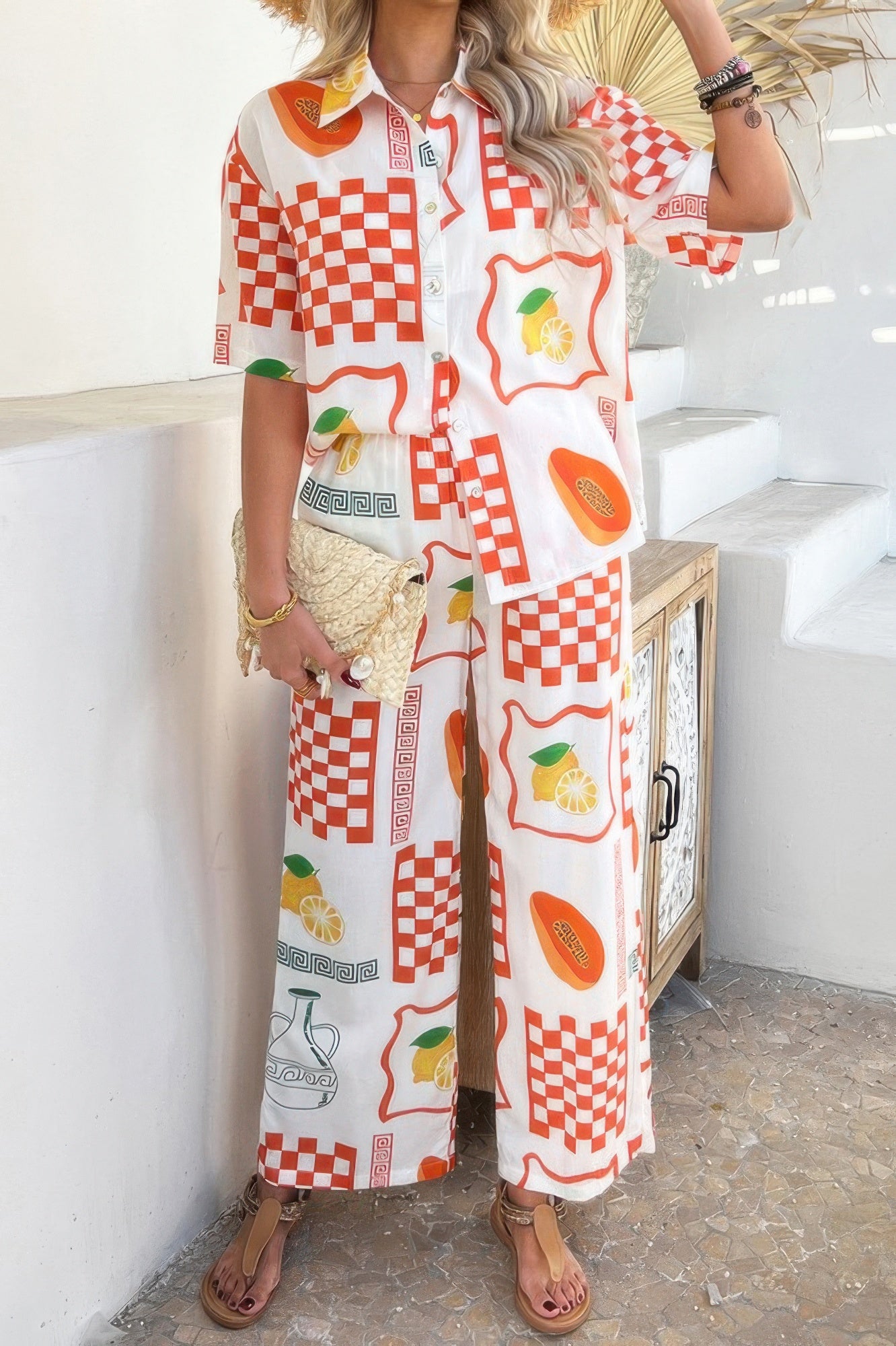 New Arrival – Two Pieces All Over Print Button Down Long Sets – New Arrival Now Live