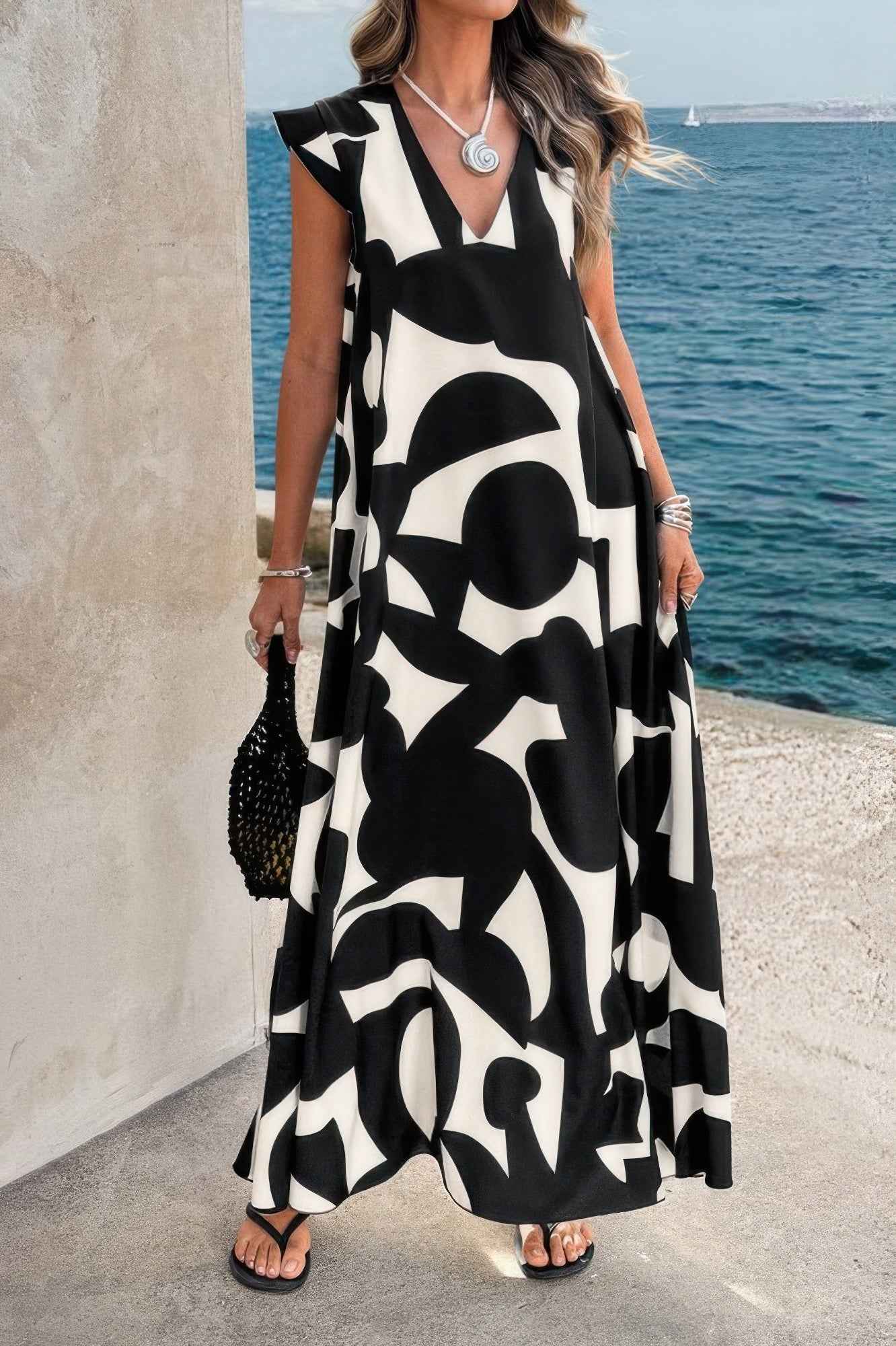 New Arrival – Allover Print Woven Short Sleeve Loose Dress – New Arrival Now Live