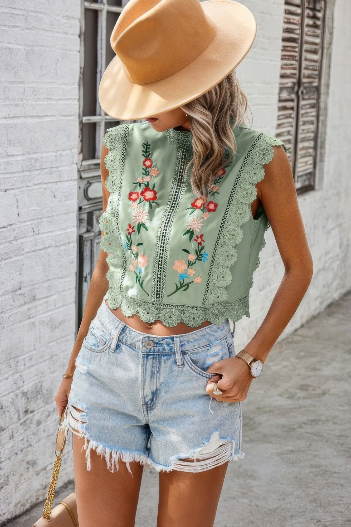 Sleeveless Floral Embroidery Guipure Lace Blouse – New Arrival Now Live