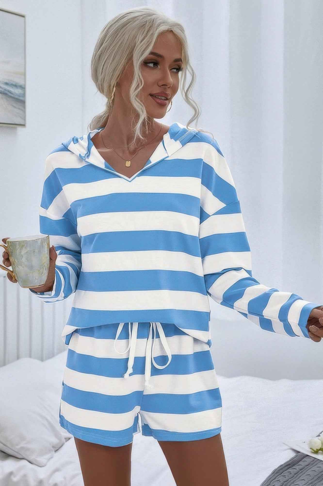 Two Pieces Striped Pajama Oversized Long Sleeves Set – New Arrival Now Live