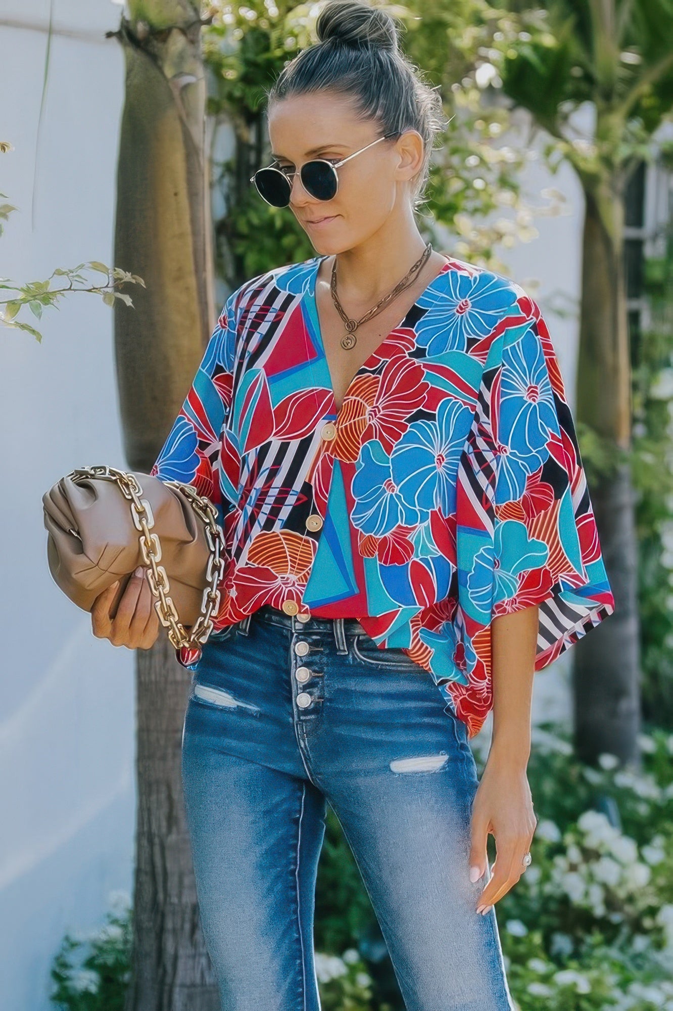 New Arrival โ V Neck Button Kimono Sleeve Top โ New Arrival Now Live
