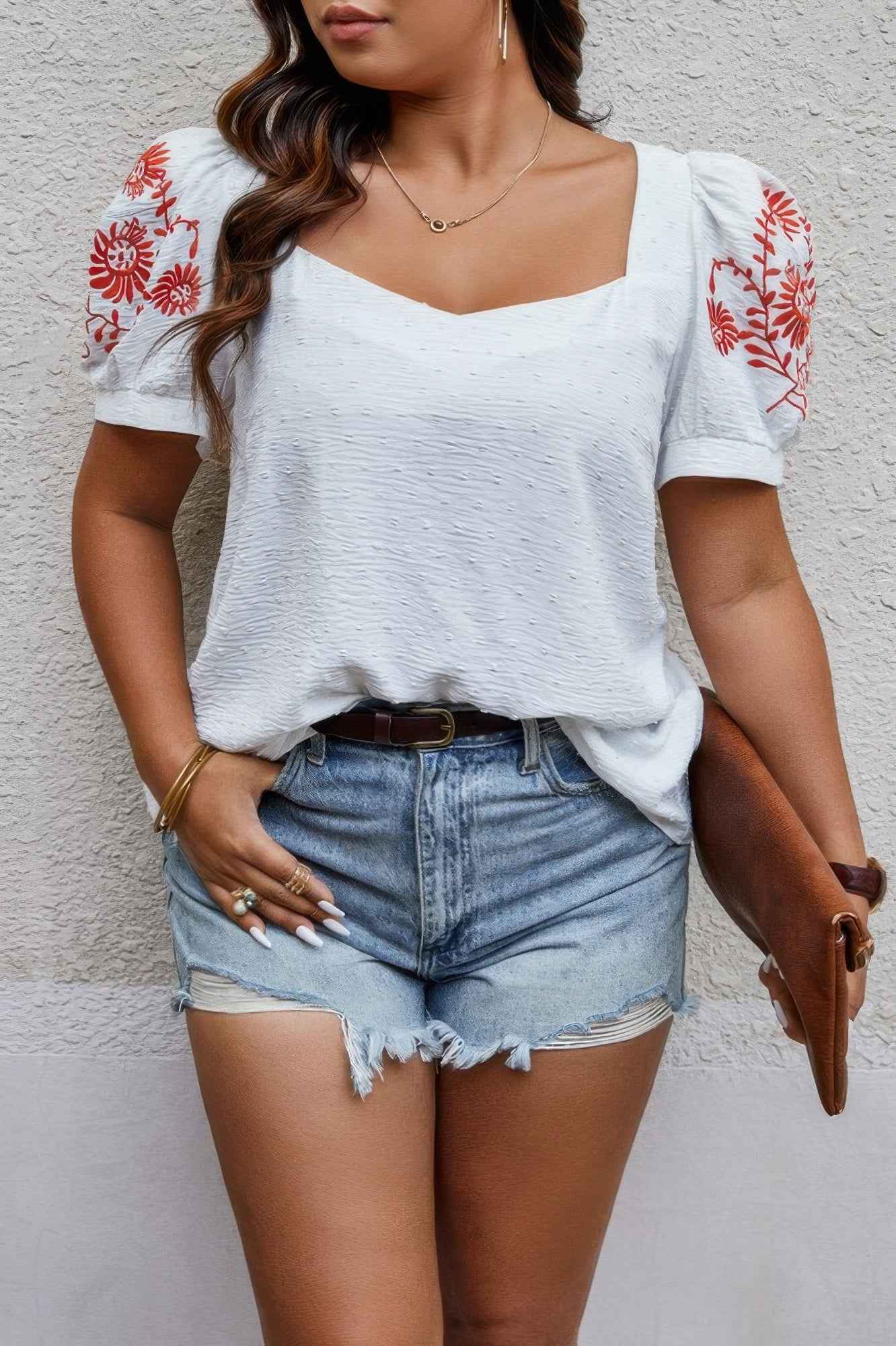 New Arrival – Plus Size Square Neck Floral Puff Sleeve Shirt – New Arrival Now Live