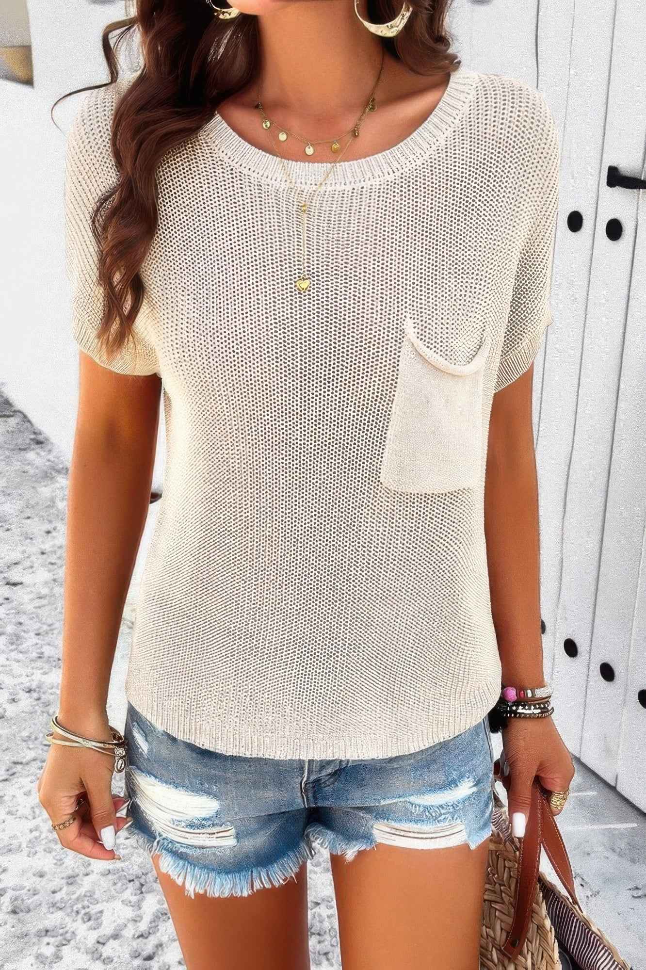 New Arrival – Pocket Knit Round Neck Loose Pullover Sweater – New Arrival Now Live