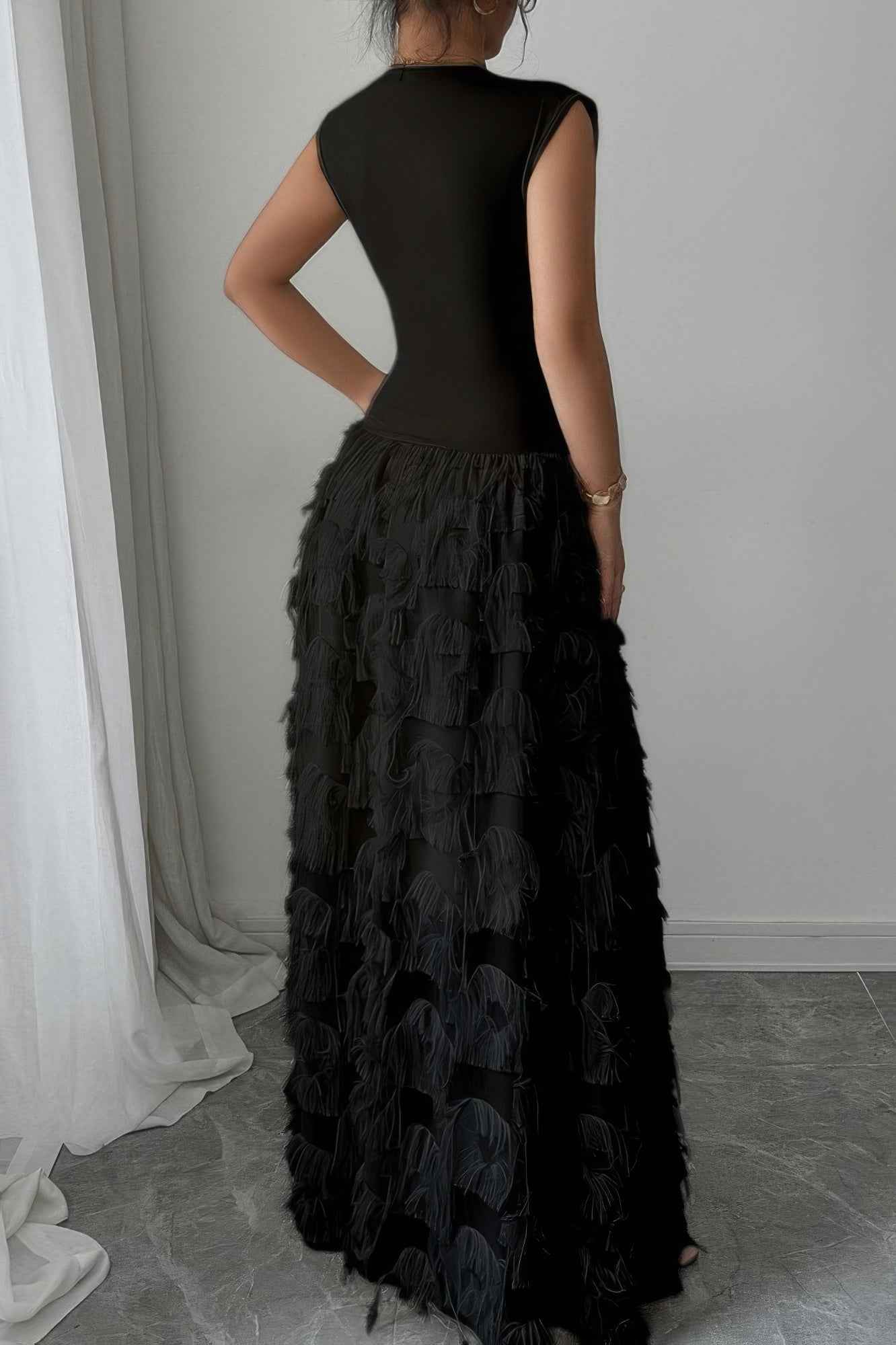 Solid V Neck Ruched Texture Splice Sleeveless Dress
