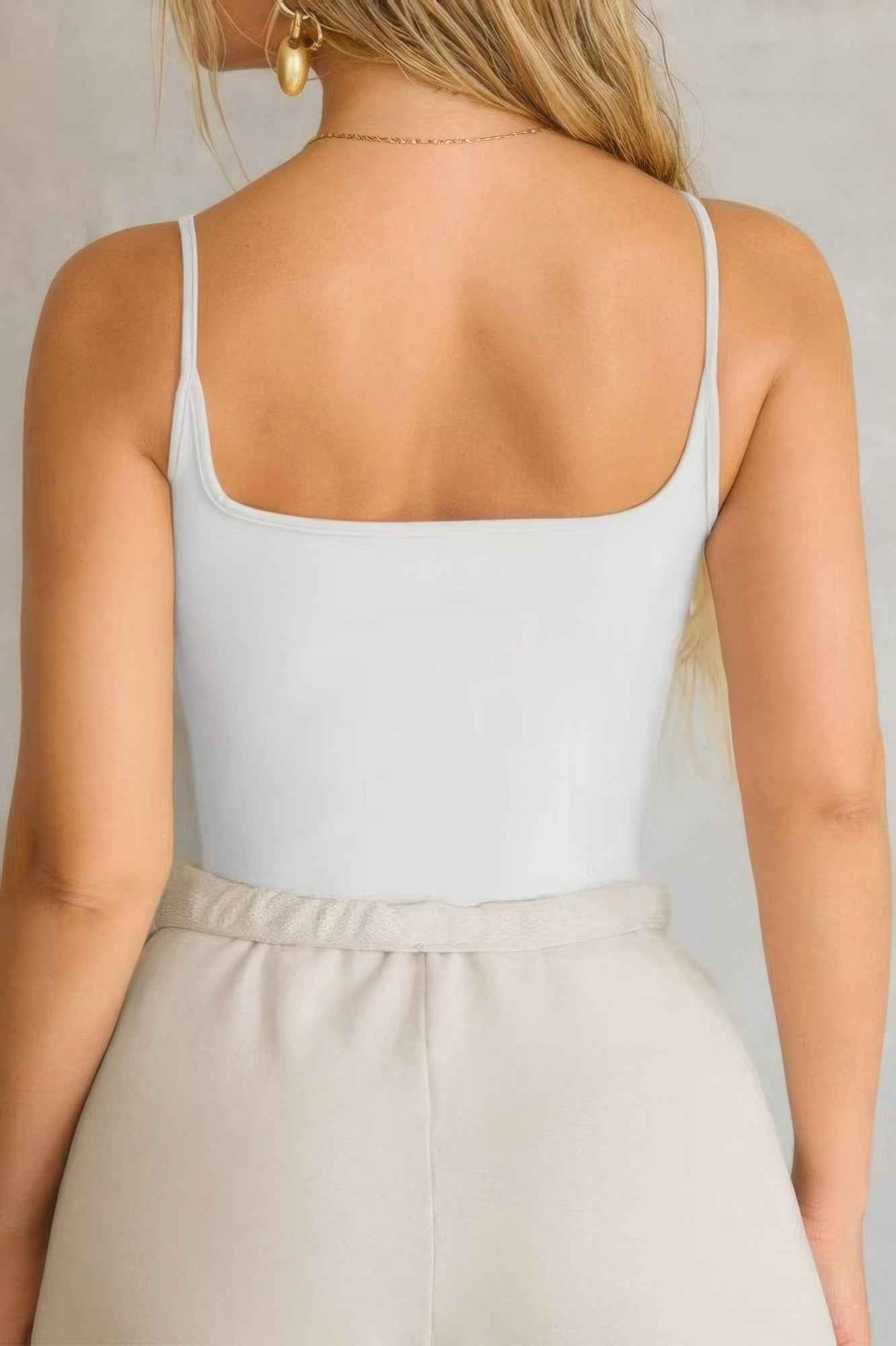 Solid Square Neck Sleeveless Slim Tank Top