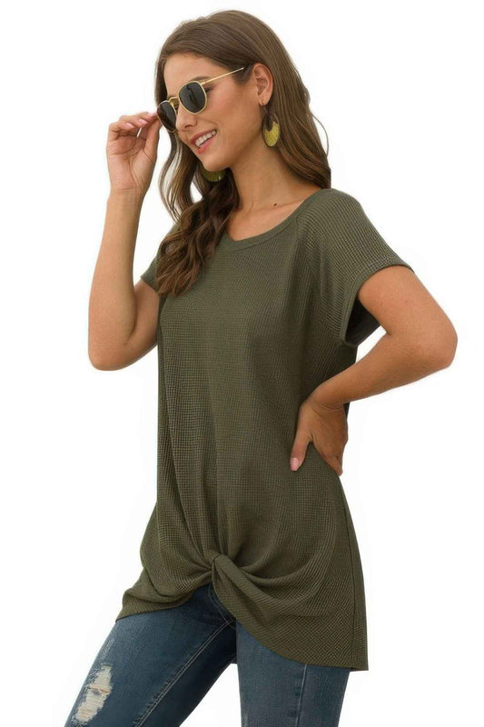 Crew Neck Solid Color Tunic Tops