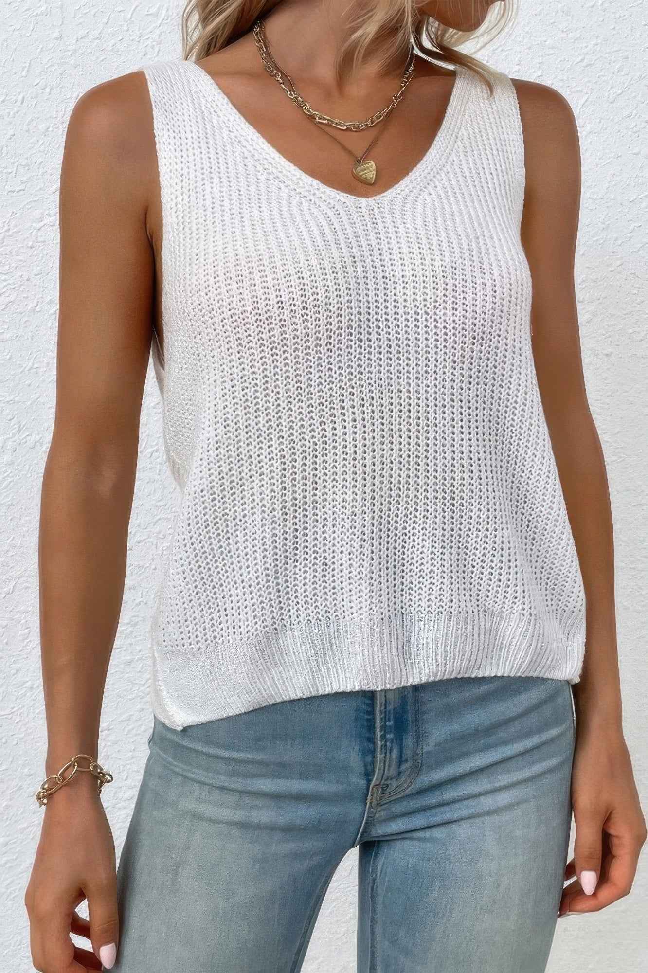 Sleeveless Knit Cross Back Vest
