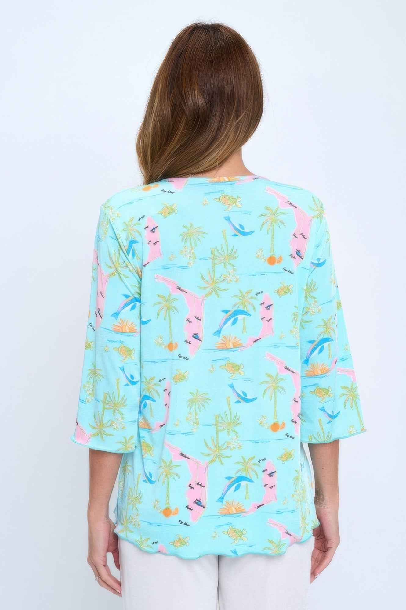 Quarter Sleeve Soft Round Neck Merrow Top
