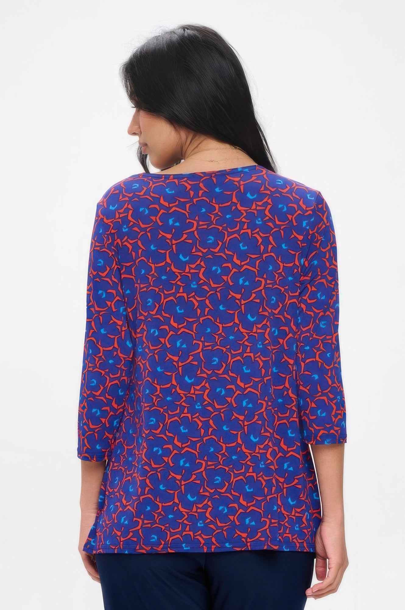 Hit Round Neck 3/4 Sleeve Slit Top