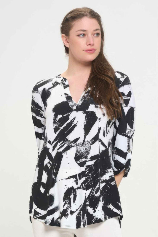 Hit Notch Neck Rolled Sleeve Top