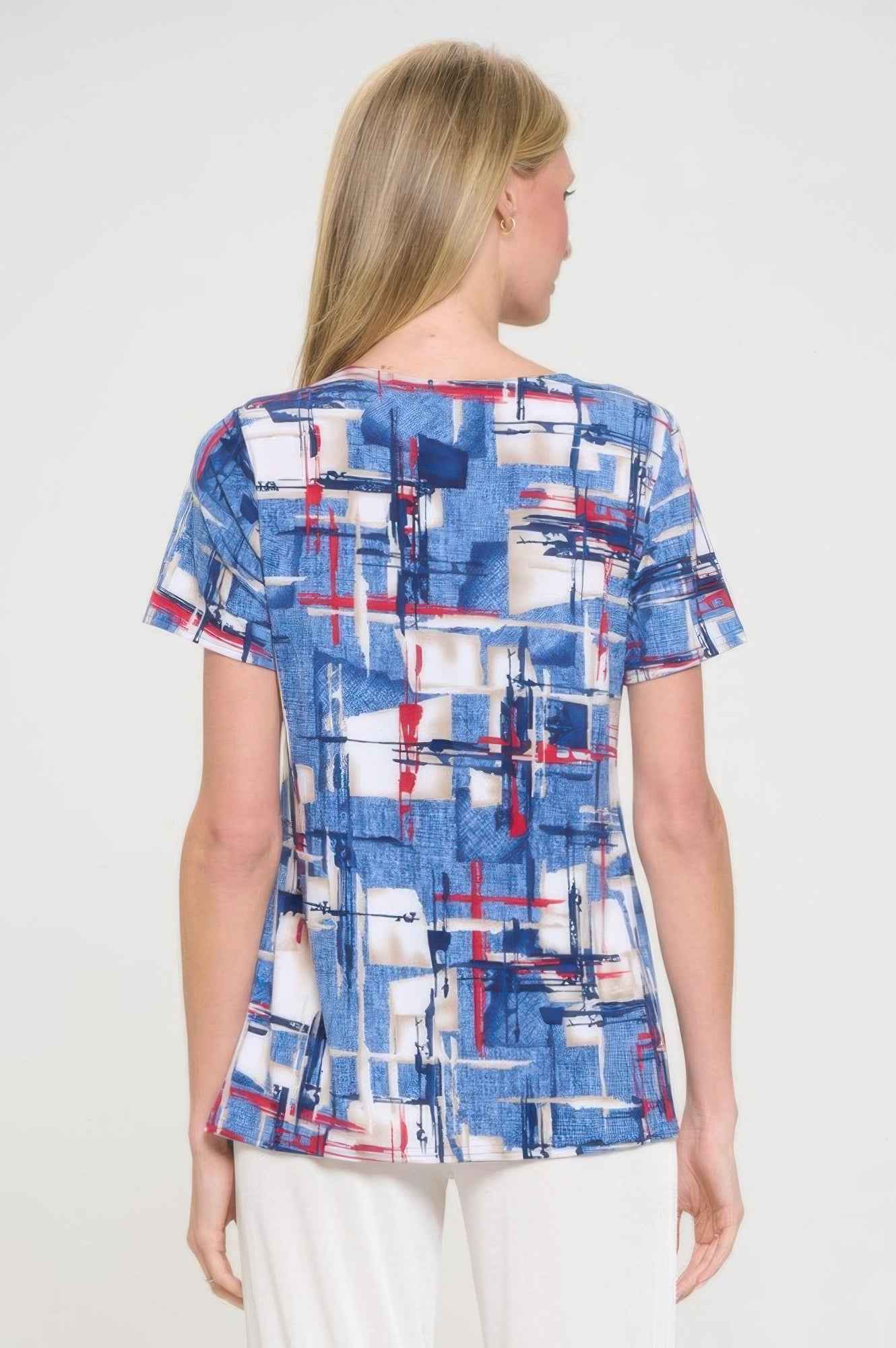 Hit Round Neck Short Sleeve Slit Top