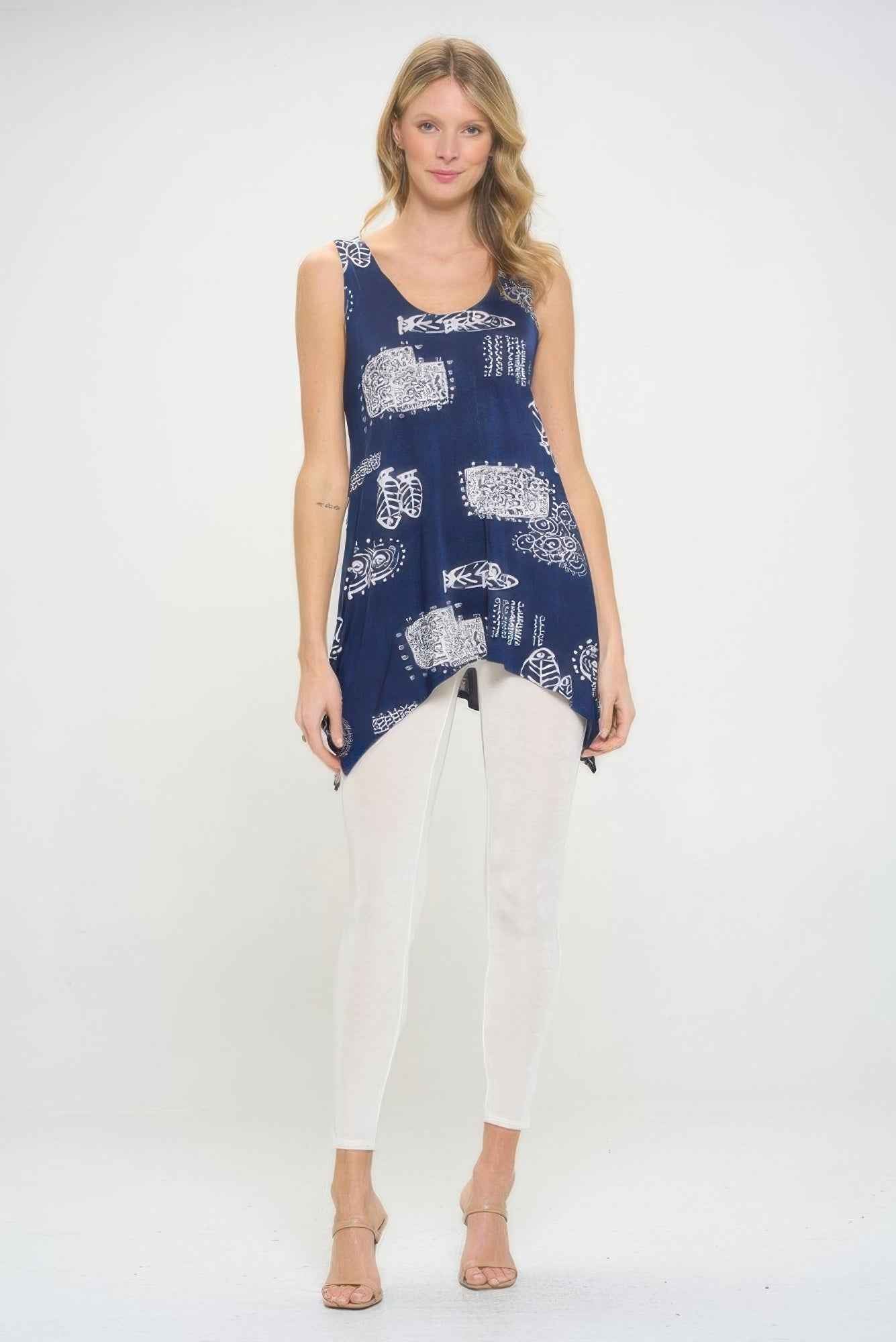 Hit Print Shark Bite Hem Tank
