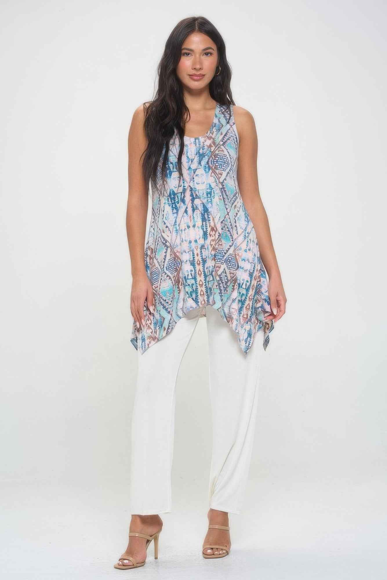 Hit Print Shark Bite Hem Tank
