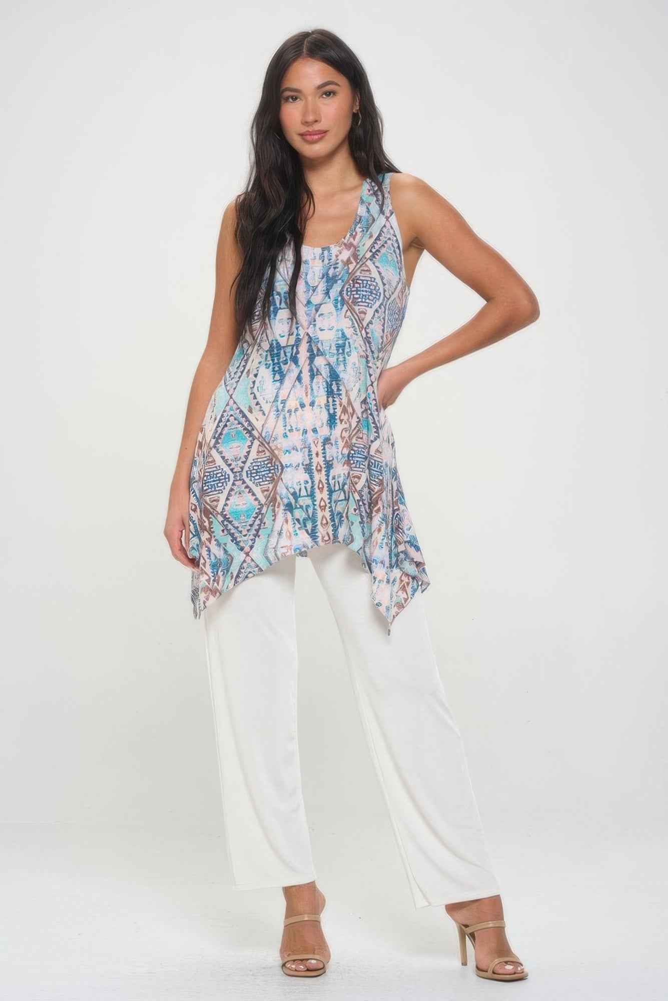 Hit Print Shark Bite Hem Tank