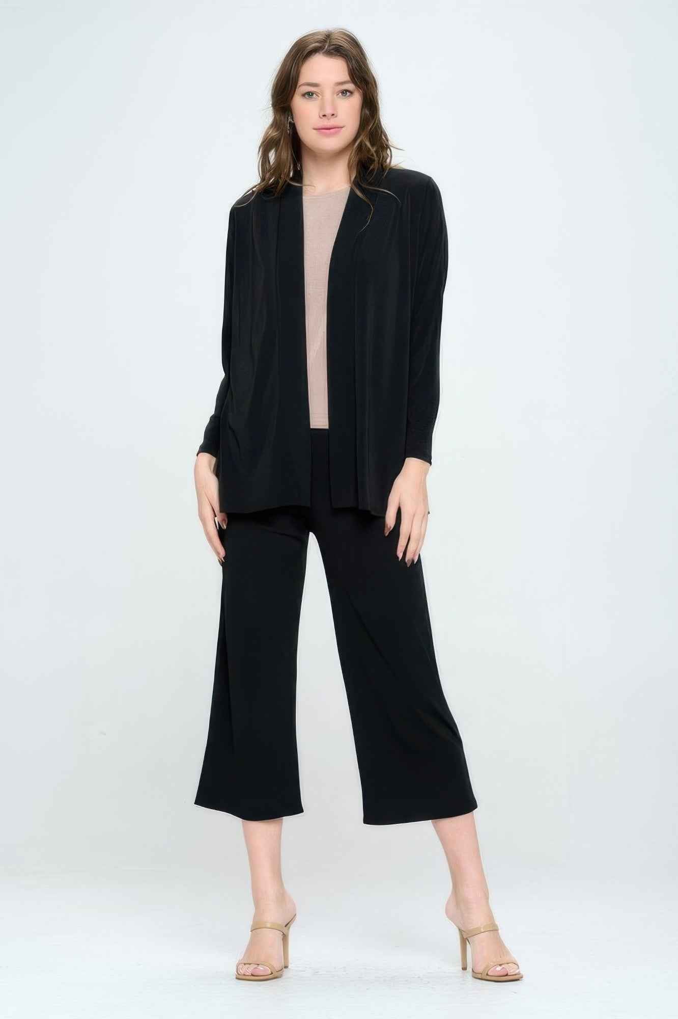 Bns Long Sleeve Cardigan With Wide Leg Angle Pants