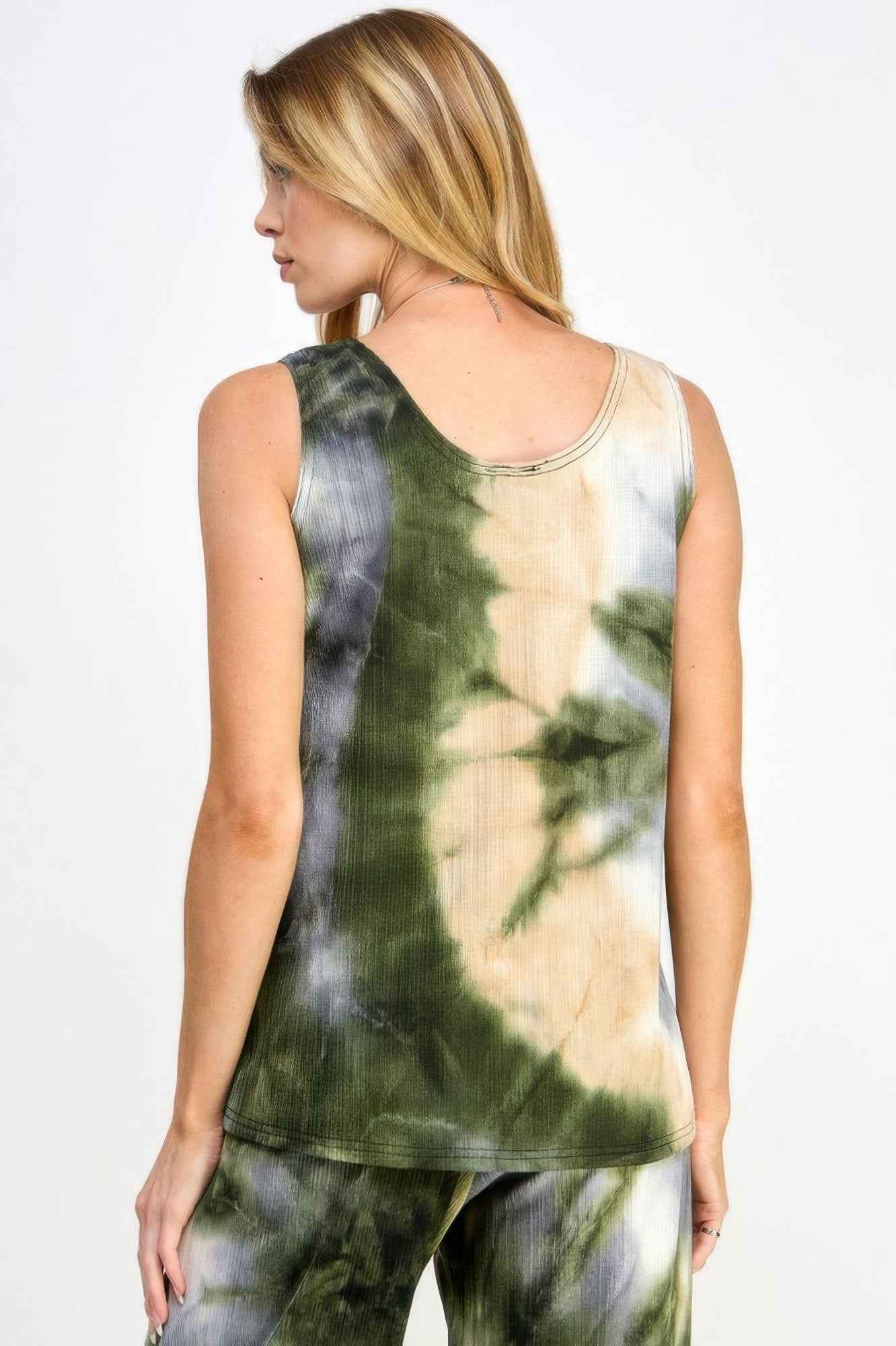 Andante Tie Dye Print Sleeveless Tank Top