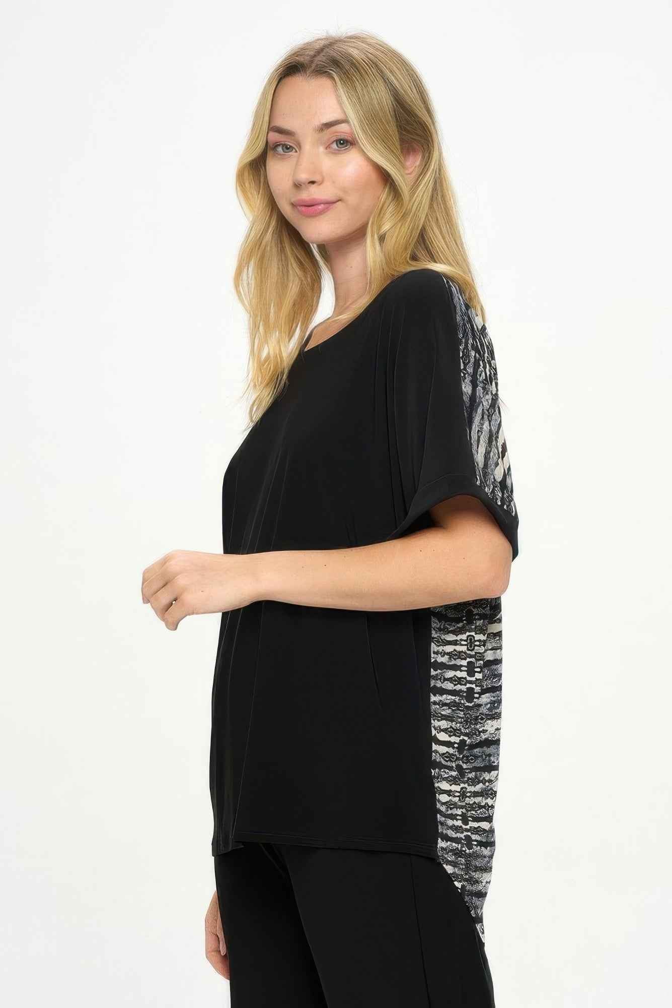 Hit Inbinding Neck Contrast Dolman Sleeve Top