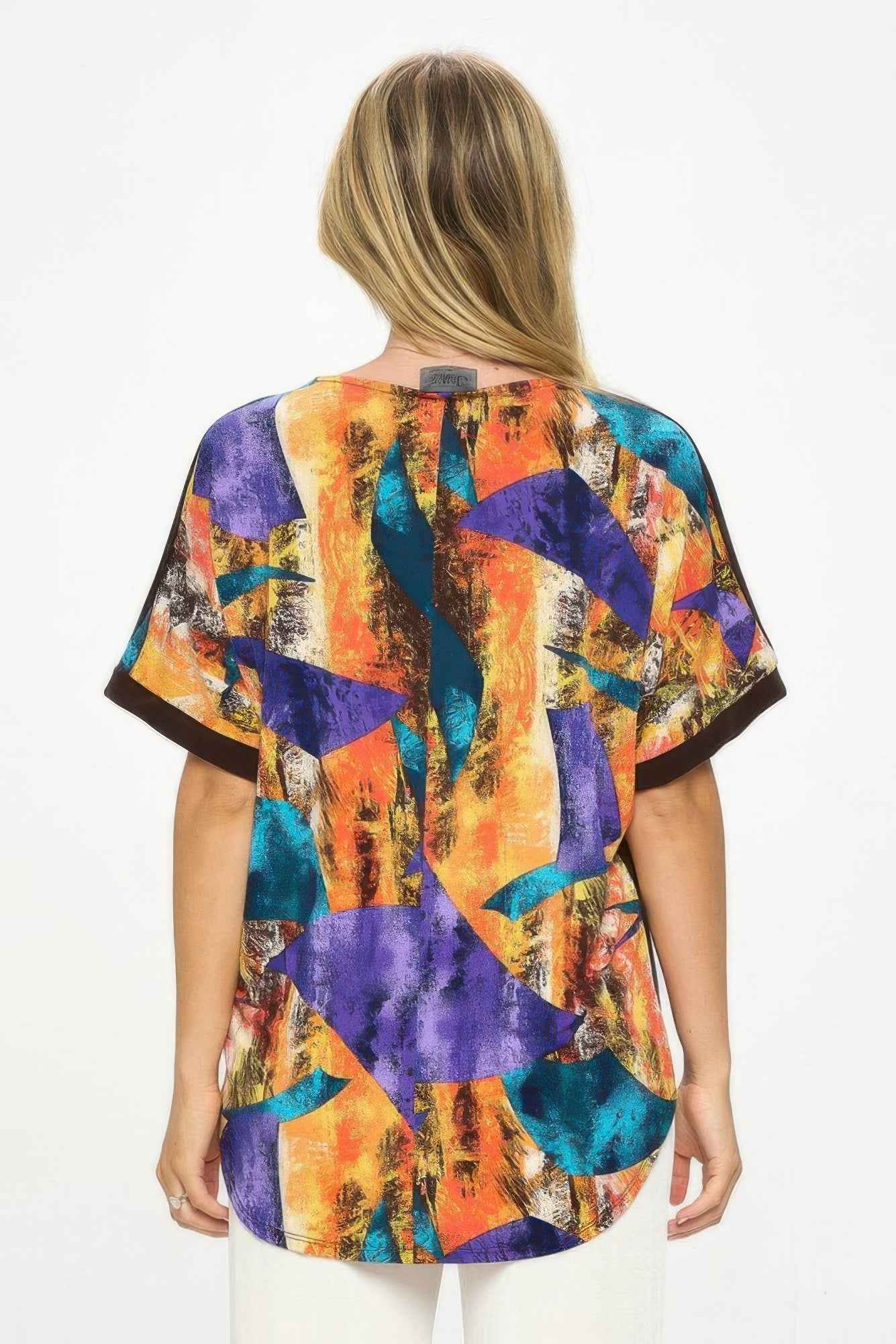 Hit Inbinding Neck Contrast Dolman Sleeve Top