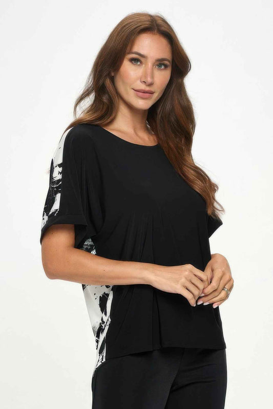 Hit Inbinding Neck Contrast Dolman Sleeve Top