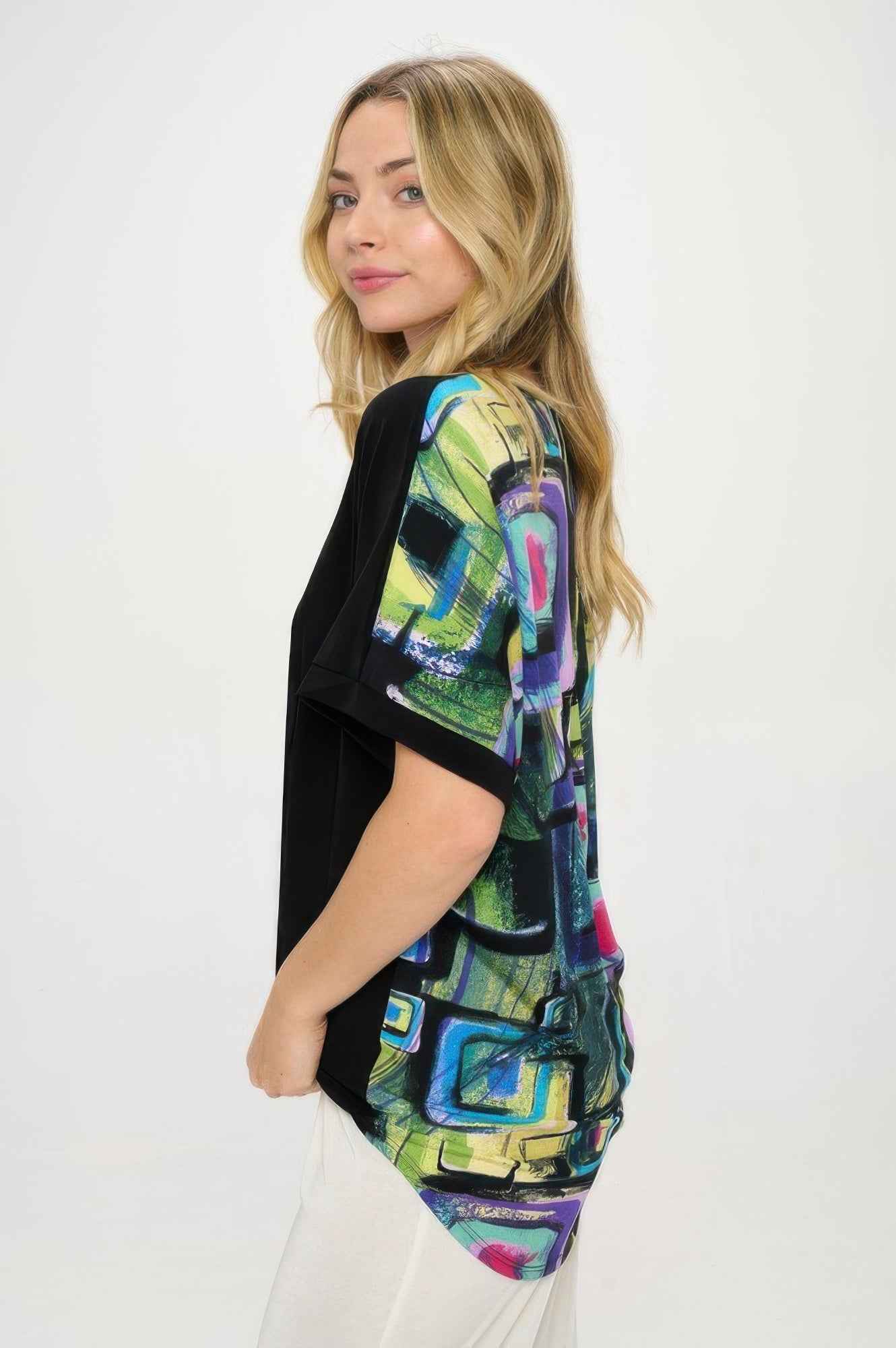 Hit Inbinding Neck Contrast Dolman Sleeve Top