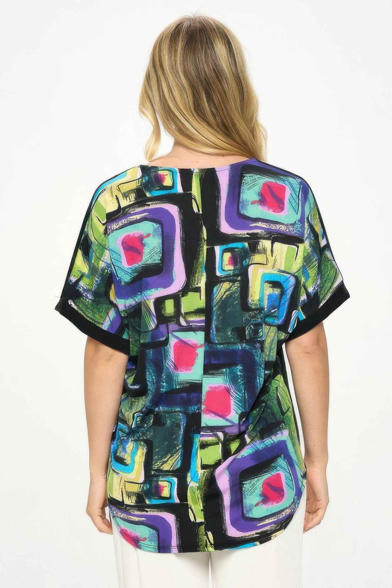 Hit Inbinding Neck Contrast Dolman Sleeve Top