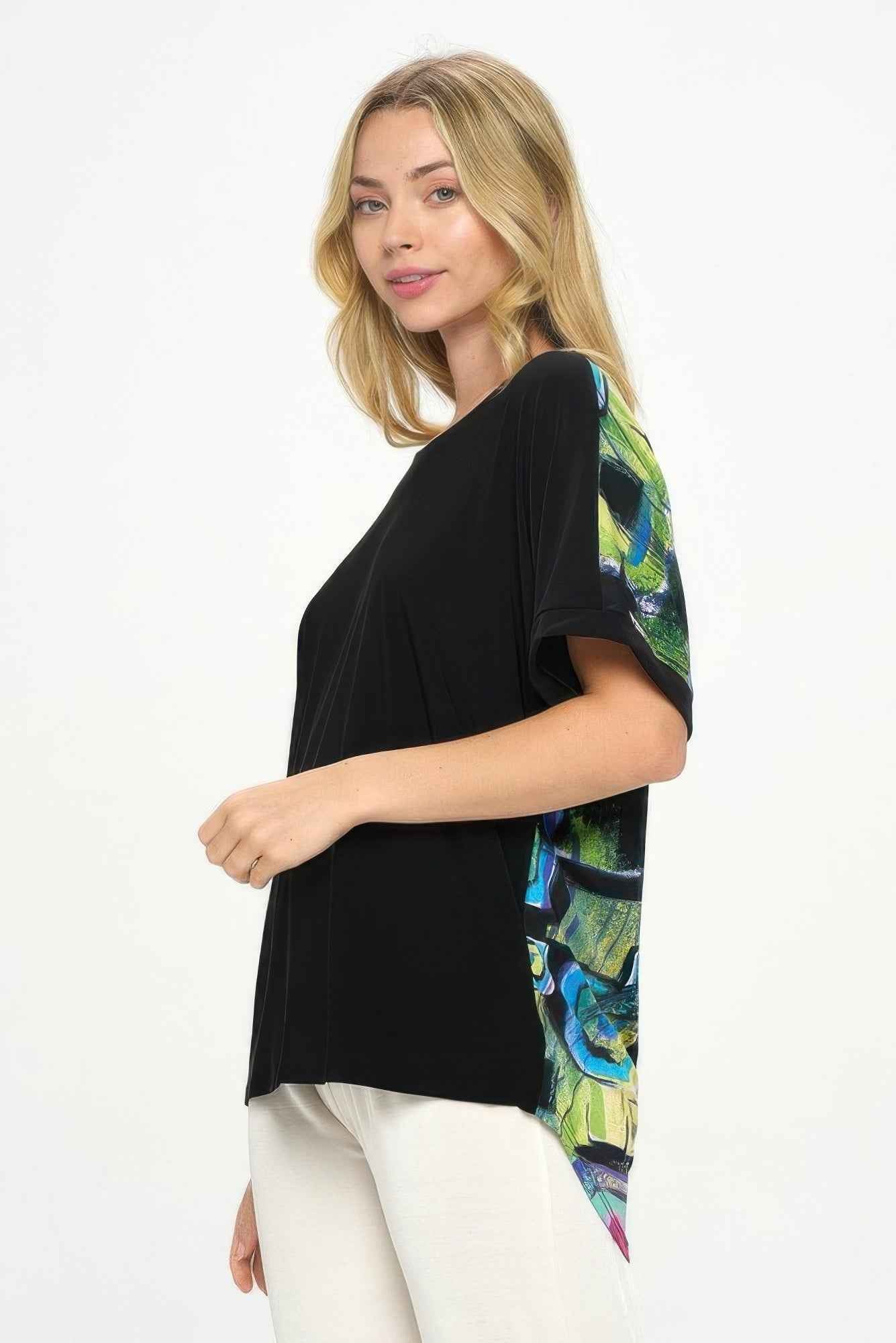 Hit Inbinding Neck Contrast Dolman Sleeve Top