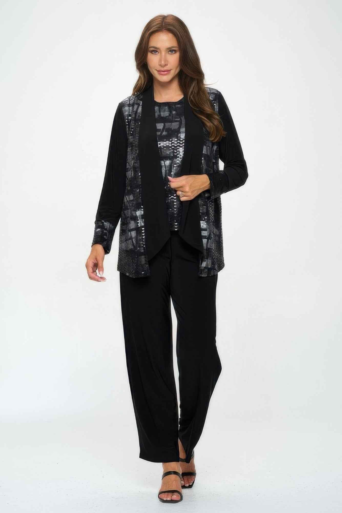 Nylon Foil Sequin Contrast Jacket