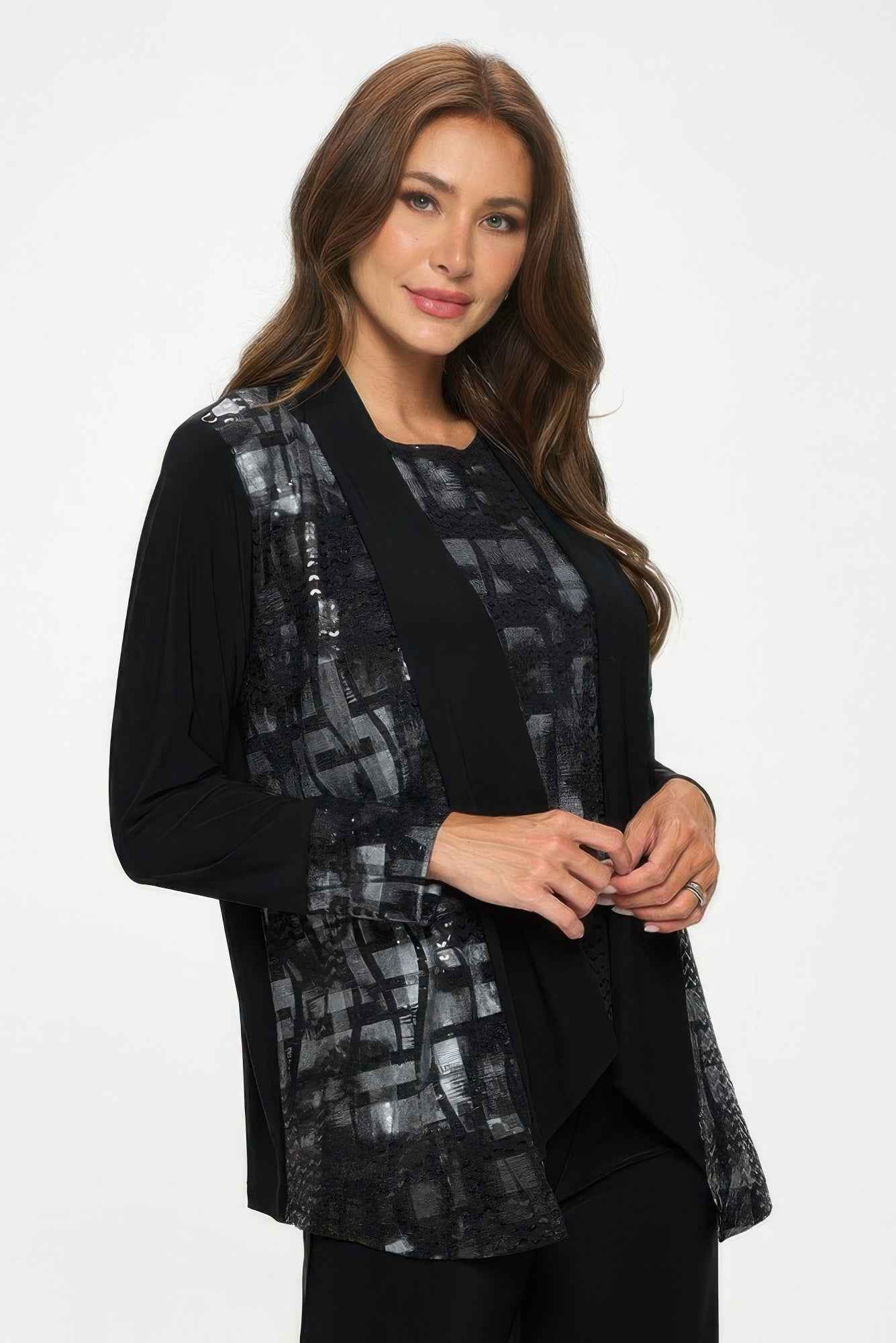 Nylon Foil Sequin Contrast Jacket