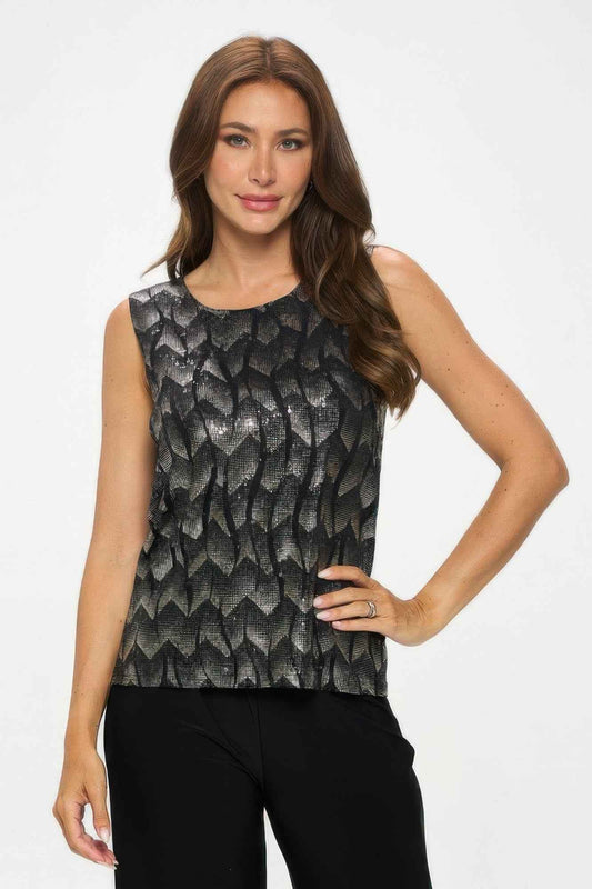 Nylon Foil Contrast Tank Top